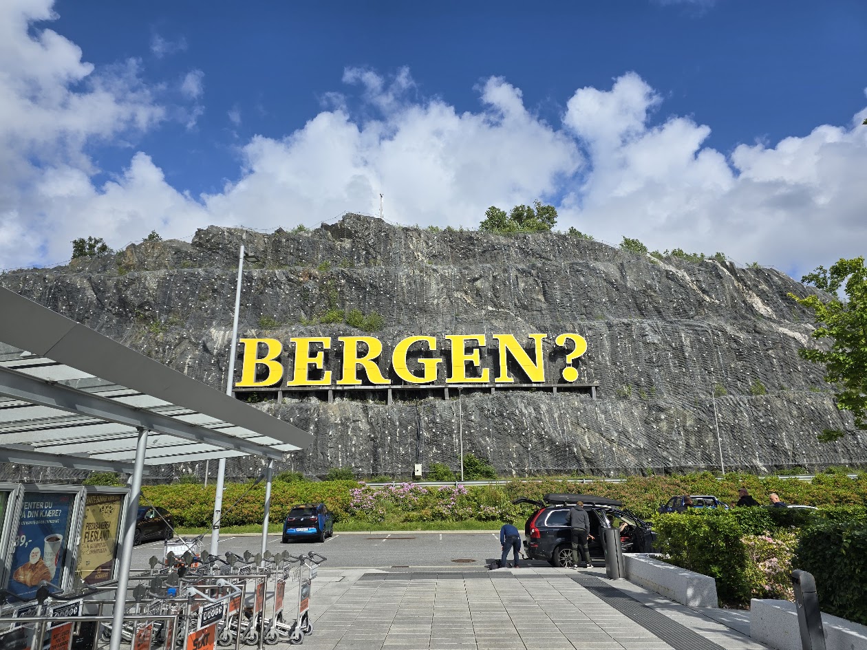 Bergen sign outside of the airport